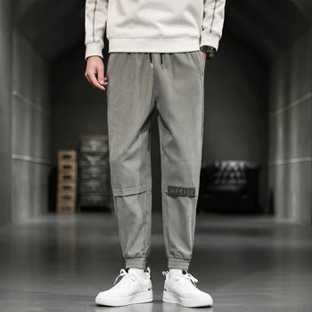 Мъжки пролетни нови корейски модерни спортни панталони, свободна универсален модерен работни облекла, ежедневни панталони, обикновена големи размери