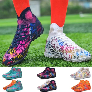 Мъжки футболни обувки Гореща разпродажба Футболни обувки, детски футболни обувки с високи щиколотками Леки спортни маратонки за активна почивка, Нови Футболни обувки