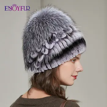 НАСЛАЖДАВАЙТЕ се на зимни шапки от кожа заек Рекс за жени, топло естествена кожа Лисица, вязаной шапочкой за момичета, модерни флорални руските женски ежедневните шапочками