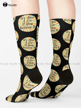 Не е Лъжа, Ако Вярвате в Това Забавно Цитат Чорапи Сайнфелда Розови Чорапи Забавно Изкуство Градинска Облекло в стил Харадзюку Цветни Чорапи с Герои от Анимационни филми за Подарък