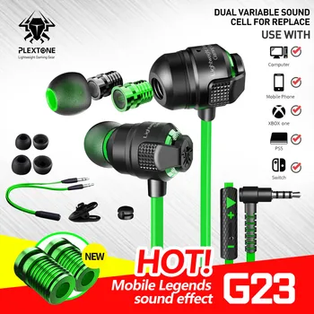Нов продукт PLEXTONE G23 двухрежимный гласова чейнджър 3.5 мм AUX жичен детска слушалки подложка с микрофон и шумопотискане музикални слушалки