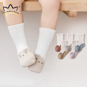 Нови корейски чорапи за деца, памучни чорапи, с уши на животни от карикатури за новородено, лятна обикновена чорапи за момчета и момичета, средни чорапи за деца