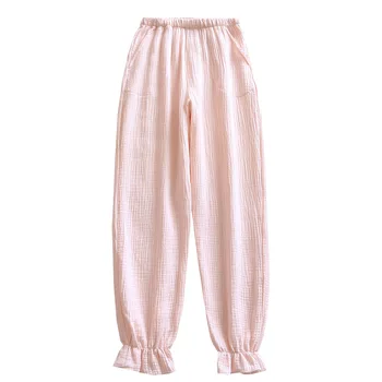 Обикновен женски пижамные панталон, памучен домашни дрехи, дълги панталони за жени, пролетно-летни панталони на тънки малки крака, дамски панталони