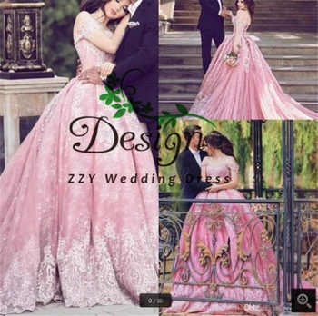 Отлично розова бална рокля с дантелен аппликацией, буйни рокли с шнур, Панделка в цял ръст, сшитое по поръчка, Vestidos de 15 años 2020