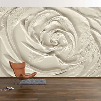 Потребителски тапети 3D Тисненая роза Разцъфваща стикер на стената, стикер за стена, тапети Papel Tapiz Moderno