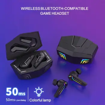 Практически безжични слушалки за зареждане на Type-C, удобни, с RGB подсветка, Bluetooth слушалки за бягане