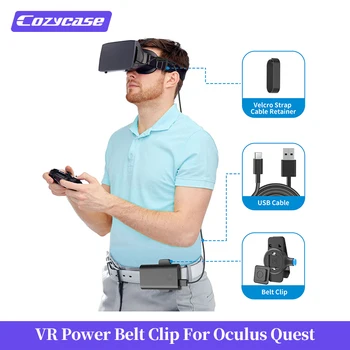 Преносим Скоба за Колан Хранене Виртуална Реалност Cozycase За Зареждане на Oculus Quest 2 С Кабел за Пренос на Данни USB Type-C Комплект Аксесоари за Виртуална Реалност