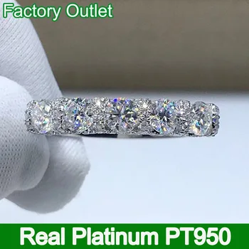 Пръстен от истинска платина PT950, женски пръстен, парти по случай годишнина от годеж, годежен пръстен, диамант муассанит, 5 парчета от 0,1 карата на камъни