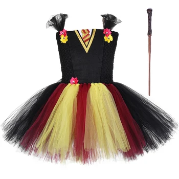 Рокля-пакет за момичета Harris Wizard с магическа пръчка, маскарадное рокля за парти по случай рожден ден, детски карнавал, Коледа, Хелоуин, cosplay-костюм