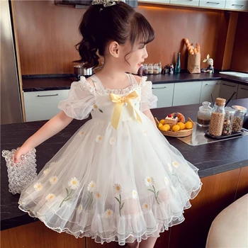 Рокля Принцеса-пакет за деца, сватбени рокли за рожден Ден за малки момичета, костюми с цветя, розово, бяло, сладко рокля с рюшами