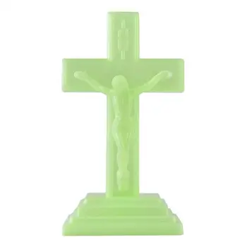 Светлинен INRI Стои Кръст С Разпятието Статуя Мини Пластмасова Стена на Кръста В Колата Религиозен Подарък Христос