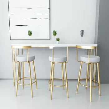 Скандинавски модерен минималистичен прост златен Бар стол с облегалка, Столче за вас, Бар стол за прием на Гости, Ресторант, стол за почивка