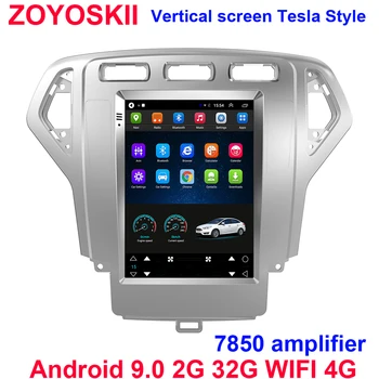 Сребрист цвят на Android 9,0 10,4 инча вертикален екран автомобилен GPS, радио, Bluetooth, WIFI 4G навигация плейър за Ford Mondeo 2007-2010