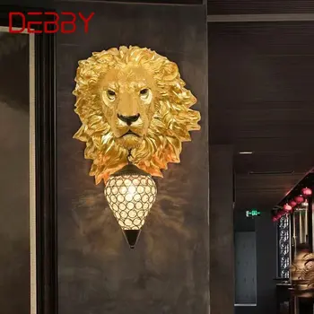 Стенен лампа DEBBY Modern Gold Lion, led Ретро творчески тела-аплици от смола, за дома, хол, фон, декор коридор