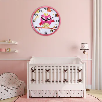 Стенен часовник с шарени птици розов цвят за детска стая, творчески Reloj de pared, тъпо часовници за малки момчета и момичета, за украса на детската градина, спалня