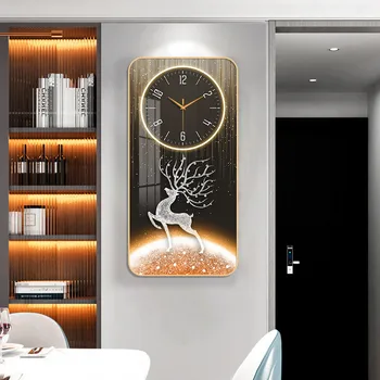 Съвременните леки луксозни стенни часовници за всекидневна, модерен нов стил, декорация на верандата, стенни часовници с изключване на звука