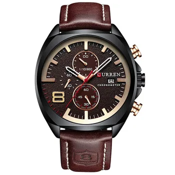 Съвременните модерни кварцови черни модерен часовник с кръгла циферблат, кожена каишка, Темпераментни часовник с циферблат, улични ръчен часовник Armbanduhr
