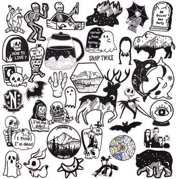 Творчески черно-бели ивици с животни за облекла, бродирани ленти, шевна плат, забавни икони с аппликацией под формата на призрак в стил пънк