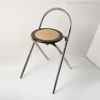 Френски сгъваем стол от ратан, корейското средновековна трупи, Wabi-sabi Wind, маса за хранене, стол за малък апартамент, Столче за фотография, стол за почивка