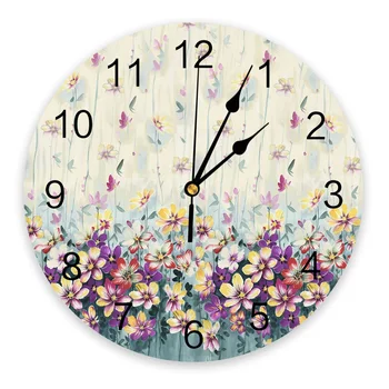 Цветя, Растения Градиентные стенен часовник с Модерен дизайн Декорация на хола, Кухня Тихи часове Начало декор