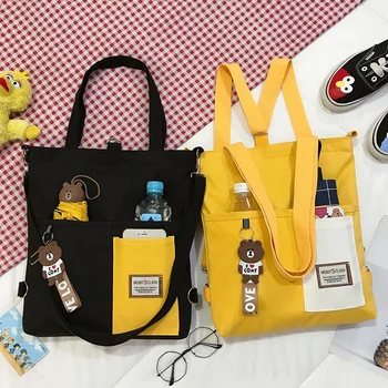Чанти за жени, холщовая чанта през рамо, торби за многократна употреба за пазаруване, ежедневни дамски чанта-тоут, чанта-месинджър, студентски училище раница в стил харадзюку
