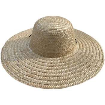 Шапка, ръчно изработени от слама пшеница с голяма периферия, защита от слънцето в пасторальной начин, Защита от труда, селскостопанска шапка от слънцето, риболовна шапка от слънцето